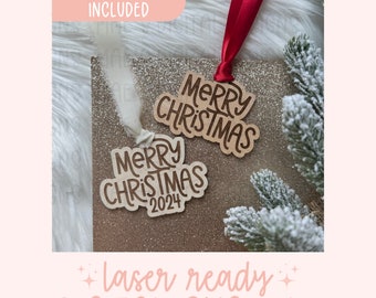 SVG Merry Christmas Ornament, Merry Christmas Ornament Laser File, Simple Christmas SVG, 2024 Christmas Laser File, Merry Christmas 2024 SVG