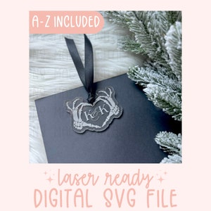 SVG skelettprydnad, gotisk julprydnad laserfil, skelettjulprydnad SVG, gotisk prydnad SVG, kuslig jullaserfil