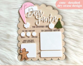 SVG Dear Santa Sign File, Cute Christmas Laser File, Dear Santa Dry Erase Sign, Dear Santa SVG File, Dear Santa Board Laser File, Dear Santa