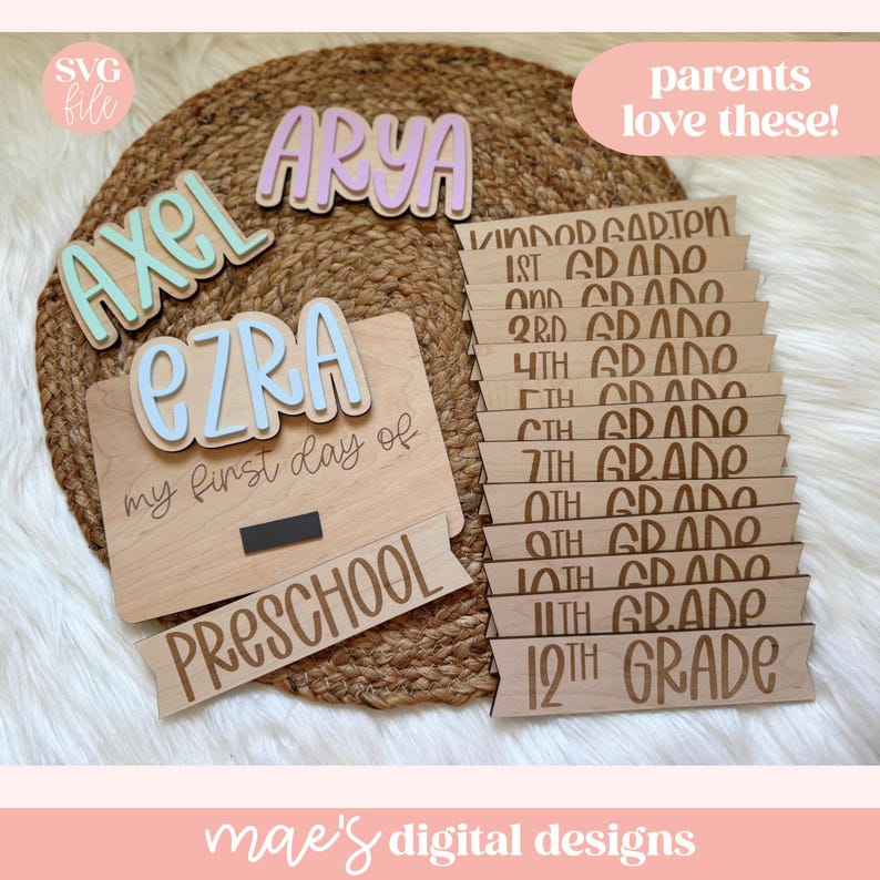SVG Interchangeable First/Last Day School Laser File, First Day of Sign SVG, Last Day of Sign, Back to School SVG, Trendy School Laser File image 4