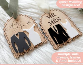 SVG Wedding Gift Tag, SVG Wedding Ornament, Gay Ornament Laser File, Queer Ornament Laser File, Bridal Shower SVG, Wedding Gift Laser File