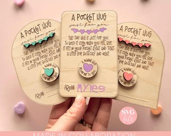 Pocket Hug Valentine SVG, Pocket Hug Valentine Laser File, Kids Valentine Laser File, Scrap Buster Laser File, Trendy Valentine Laser File