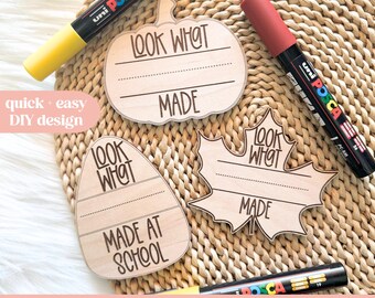 SVG Holiday Look What I Made Magnets, Fall Theme Look What I Made Laser File, Child Artwork Laser File, Kids Artwork SVG, Look What I Made