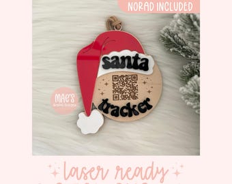 SVG Santa Tracker Ornament, Kids Christmas Ornament Laser File, Cute Santa Christmas Ornament SVG, Santa Tracker SVG, Santa Tracker File