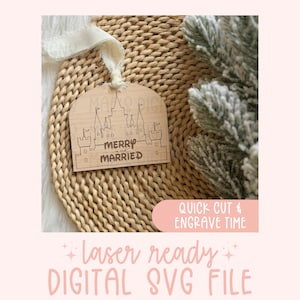 SVG Merry & Married, SVG Hochzeit Schloss Ornament, Schloss Ornament Laserdatei, Merry and Married Ornament Laserdatei, Hochzeitsgeschenk Laserdatei