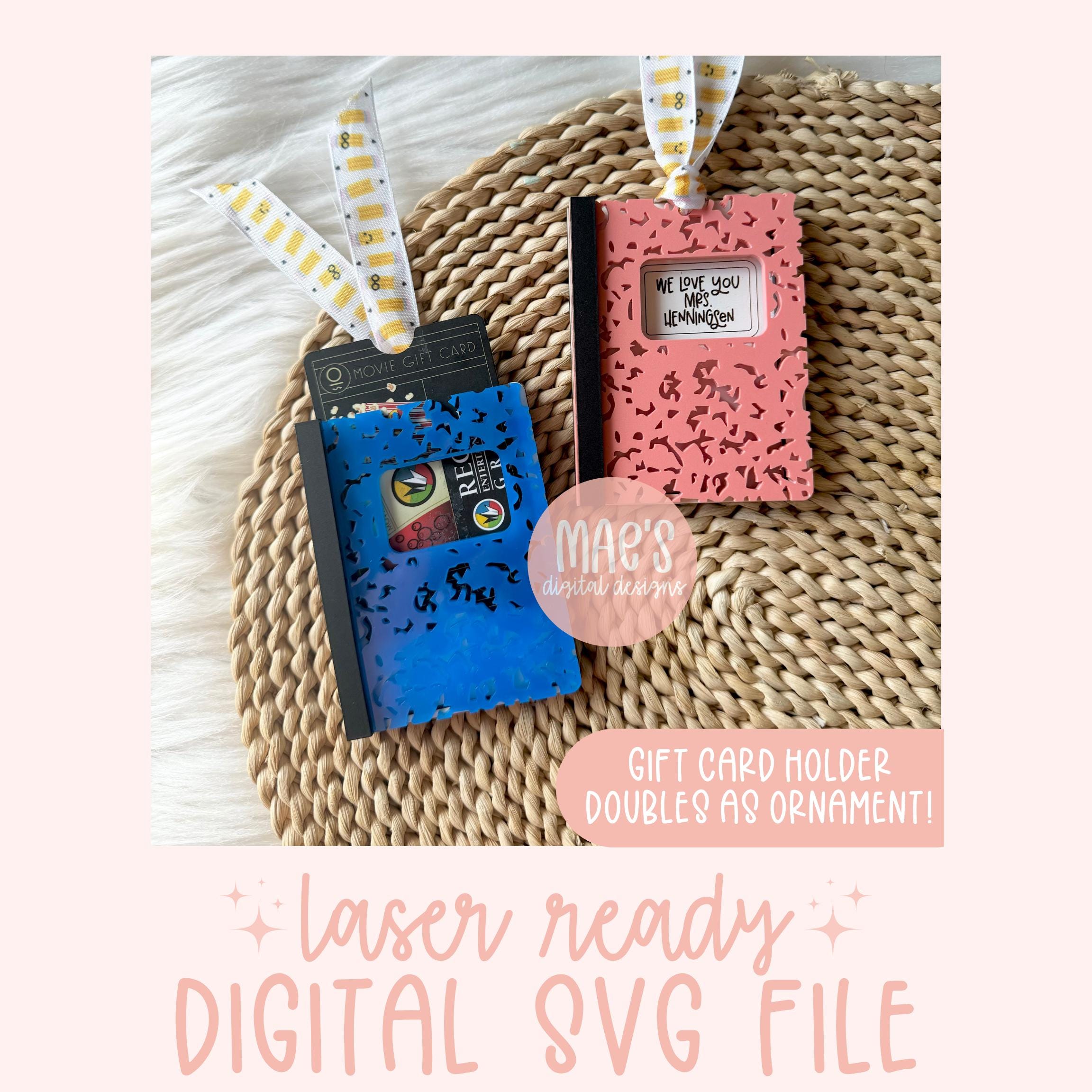SVG Comp Notebook Gift Card Holder Ornament, Teacher Gift Laser File ...