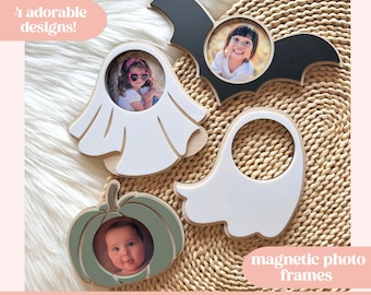 SVG Halloween Photo Frame Bundle, Halloween Photo Frame Laser File, Cute Halloween Laser File, Halloween Magnetic Frame, Bat Frame, Ghost