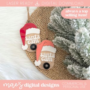 Adorno navideño SVG de Santa Cam, archivo láser para adornos navideños infantiles, adorno navideño SVG de Santa Cam, SVG de Santa Cam, archivo de Santa Cam