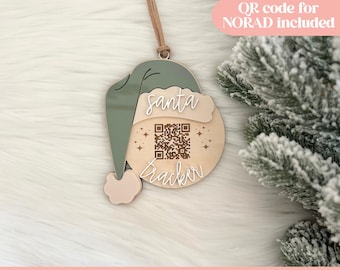 SVG Weihnachtsmann-Tracker-Verzierung, Kinderweihnachtsverzierung-Laser-Datei, niedliche Weihnachtsweihnachtsverzierung SVG, Weihnachtsmann-Tracker SVG, Weihnachtsmann-Tracker-Datei
