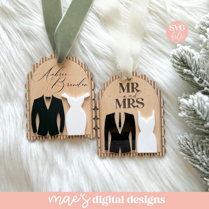 SVG Hochzeit Geschenkanhänger, SVG Hochzeit Ornament, Gay Ornament Laser-Datei, Queer Ornament Laser-Datei, Bridal Shower SVG, Hochzeitsgeschenk Laser-Datei Bild 2