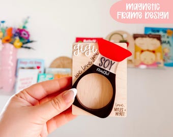 Love You Soy Much Photo Frame SVG, Mothers Day Magnetic Frame SVG, Fathers Day Magnetic Frame SVG, Cute Magnetic Frame Laser File
