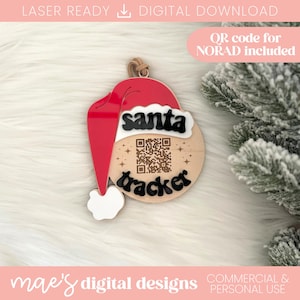 SVG Santa Tracker Ornament, Kids Christmas Ornament Laser File, Cute Santa Christmas Ornament SVG, Santa Tracker SVG, Santa Tracker File