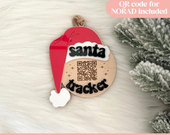 SVG Weihnachtsmann-Tracker-Verzierung, Kinderweihnachtsverzierung-Laser-Datei, niedliche Weihnachtsweihnachtsverzierung SVG, Weihnachtsmann-Tracker SVG, Weihnachtsmann-Tracker-Datei