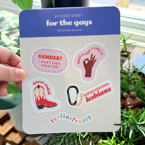 Queer Joy - stickervel | Subtiele queergecodeerde lesbische stickers | LGBTQIA+ Pride-stickers voor de lesbische, niet-binaire, trans- en queergemeenschap