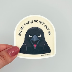Pay Me Fair oder Get Shit On Aufkleber | Lustiger Krähen-Aufkleber | Anti-Katalistischer Humor Aufkleber | Politischer Humor Sticker