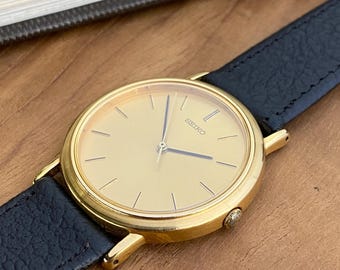 セイコー ゴールド クラシック メンズ クォーツ ドレスウォッチ 32mm