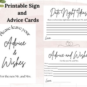 Anpassbare Hochzeits- und Brautduschenhinweise für das Mr. und Mrs.-Schild mit Hinweiskarten - Digitaler Download, bearbeitbare Canva-Vorlage