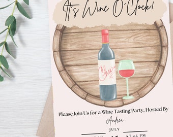 Wine Tasting Invitation Template: Elegant Dinner Party (Digital Download)