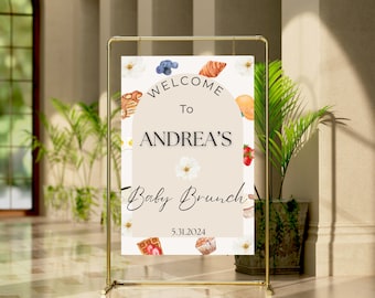 Baby Brunch Shower Sign Template: Elegant Welcome Design (Canva Editable)