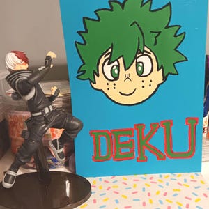 Chibi deku acrylic painting on canvas- my hero academia fan art/ anime art print
