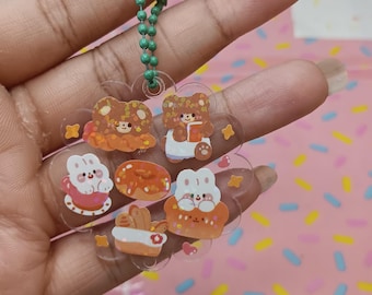 Acrylic Keychains!!- Cute Pastel Animals, Food and Drinks Glitter Charms for Bags & Gifts!