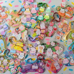 Kawaii Acrylic Keychains- Cute Pastel Animals, Food and Drinks Glitter Charms for Bags & Gifts (discounted items)