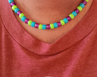 Handmade Kandi Bead Choker – Rave Necklace, Colorful Jewelry