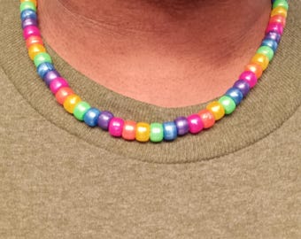 Colorful Beaded Kandi Necklace – Rave Style Choker