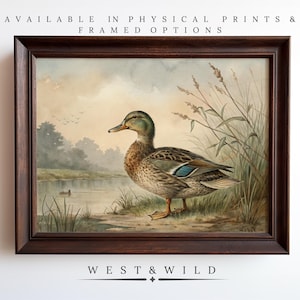 Duck Art Print, Mallard Duck Painting Prints, Vintage Style Waterfowl Art, Artwork Of Ducks, Gift For Duck Lover