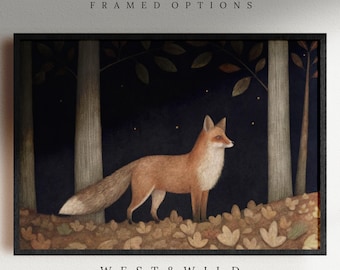 Fox Art Print, Vintage Fox Painting, Fox Painting Print, Cottage Core Decor, Fox Wall Art, Fox Wall Decor