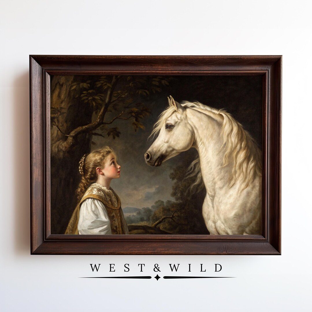 Horse Oil Painting Wall Art Print Vintage Equestrian Decor for Girls ...