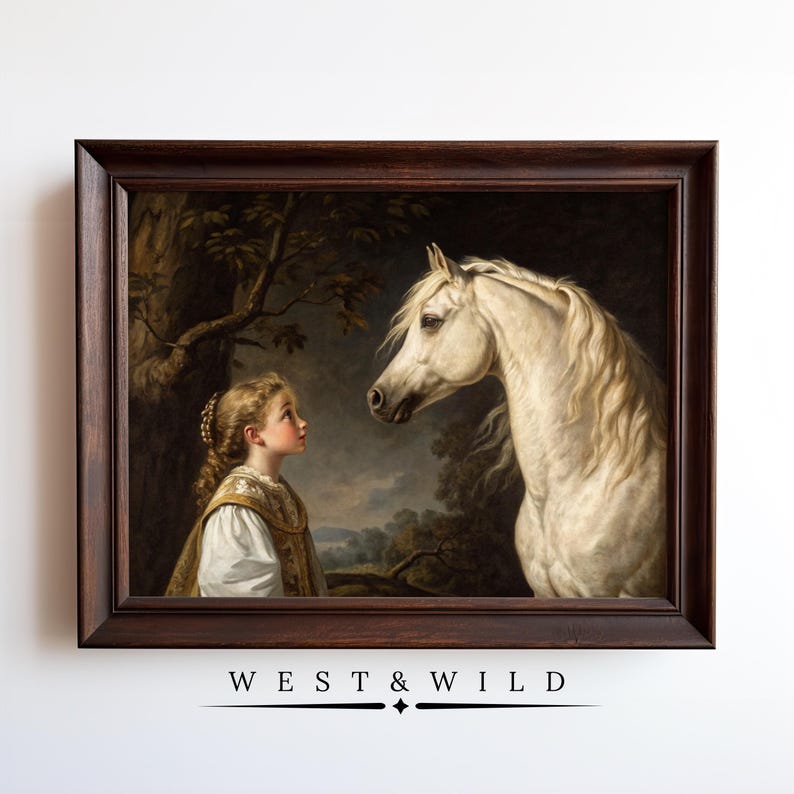 Horse Oil Painting Wall Art Print Vintage Equestrian Decor for Girls ...