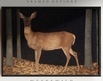 Deer Art Print, Deer Painting, Vintage Deer Art, Cottage Core Decor, Deer Wall Art, Deer Art With Frames, Modern Farmhouse Decor