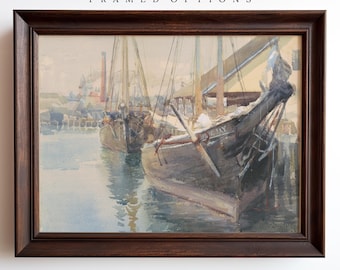 Classic Sailing Art, Sailboat Oil Paintings, Sailing Artwork, Classic Sailing Paintings, 19th Century Artwork, Neutral Maritime Art