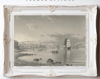 19th Century Maritime Engraving, Sailboat Oil Paintings, Sailing Artwork, Classic Sailing Paintings, 19th Century Artwork