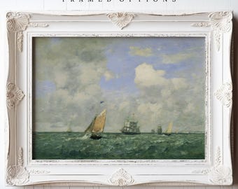 Vintage Sailing Art, Sailboat Oil Paintings, Sailing Artwork, Classic Sailing Paintings, 19th Century Artwork, Nautical Art