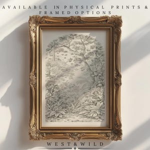 Vintage Woodland Botanical Wall Art Print Framed or Unframed Forest Floor Nature Illustration Tree Decor Cottagecore Home Framing Available