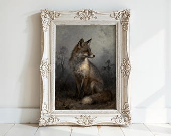 Fox Wall Art: Misty Field Scene - Framed or Unframed