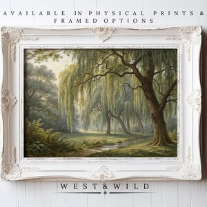 Vintage Weeping Willow Painting, Antique Style Tree Artwork, Willow ...
