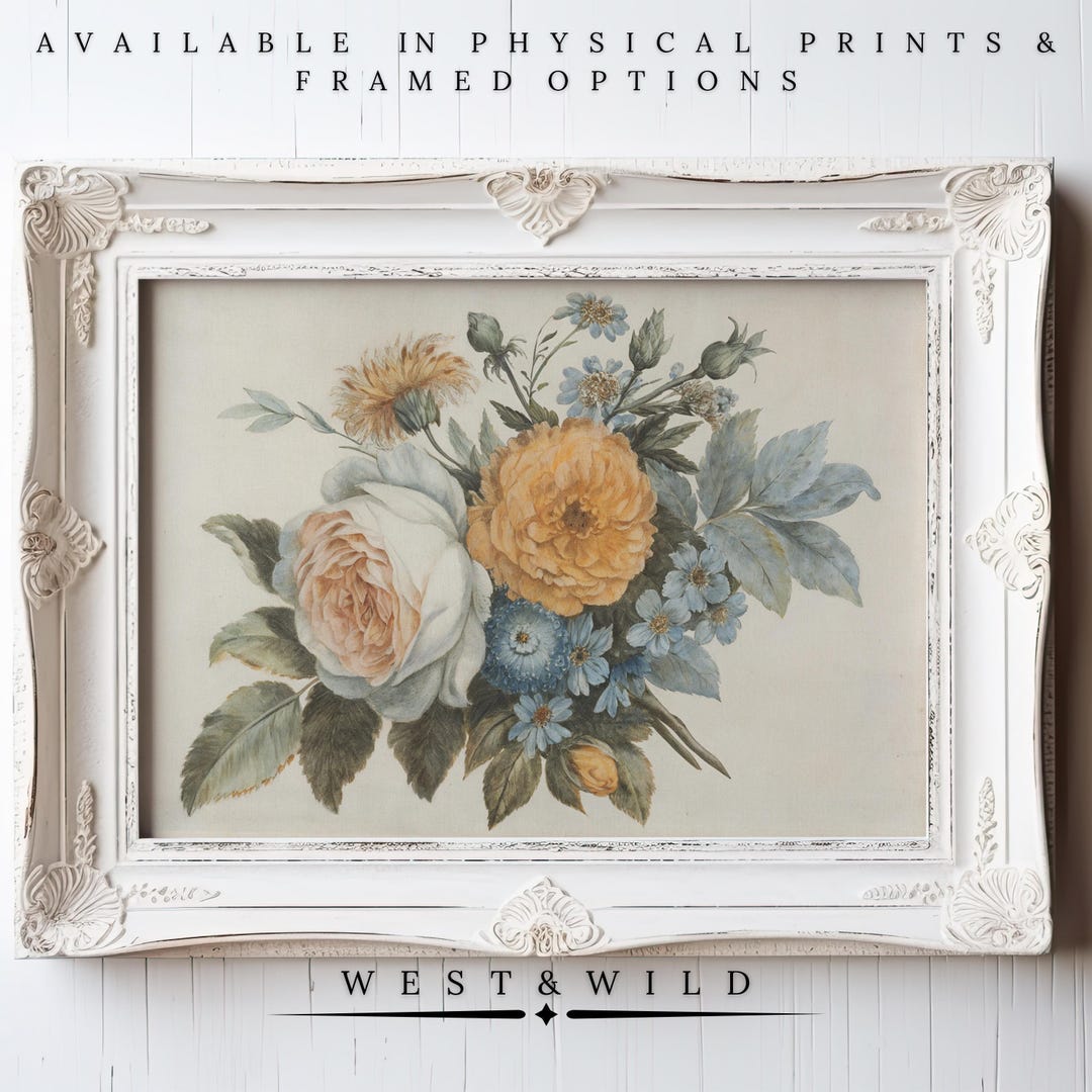 Floral Art Print With Frame | Elegant Bouquet | Painting of Soft Rose ...