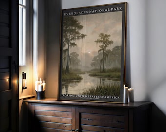 Everglades National Park Art Print: Vintage Florida Cypress Landscape