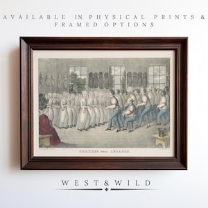 Shakers Near Lebanon Currier Ives Illustration, Vintage Style Muted Color Prints, Antique Lithograph, Prints Or Framed