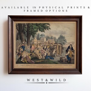 Currier and Ives Art Prints, William Penn Painting, American History Art, Antique Lithograph, Vintage Americana, Historical Art