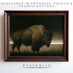 Portrait of American Bison for Western Decor - Dramatic Buffalo Painting with Frame Options - Wildlife Art for Nature Enthusiasts