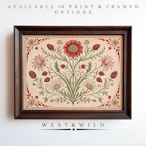 Victorian Botanical Wall Art Prints, Vintage Floral Painting, Sketches of Flowers, Cottage Core, Modern Farmhouse Wall Art , With Frames
