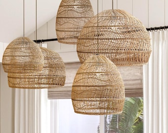 Bohemian Lighting, Scandinavian Pendant Light, Coastal Decor Light, Rustic Pendant Light, handwoven Modern Rattan Light, Interior Design.