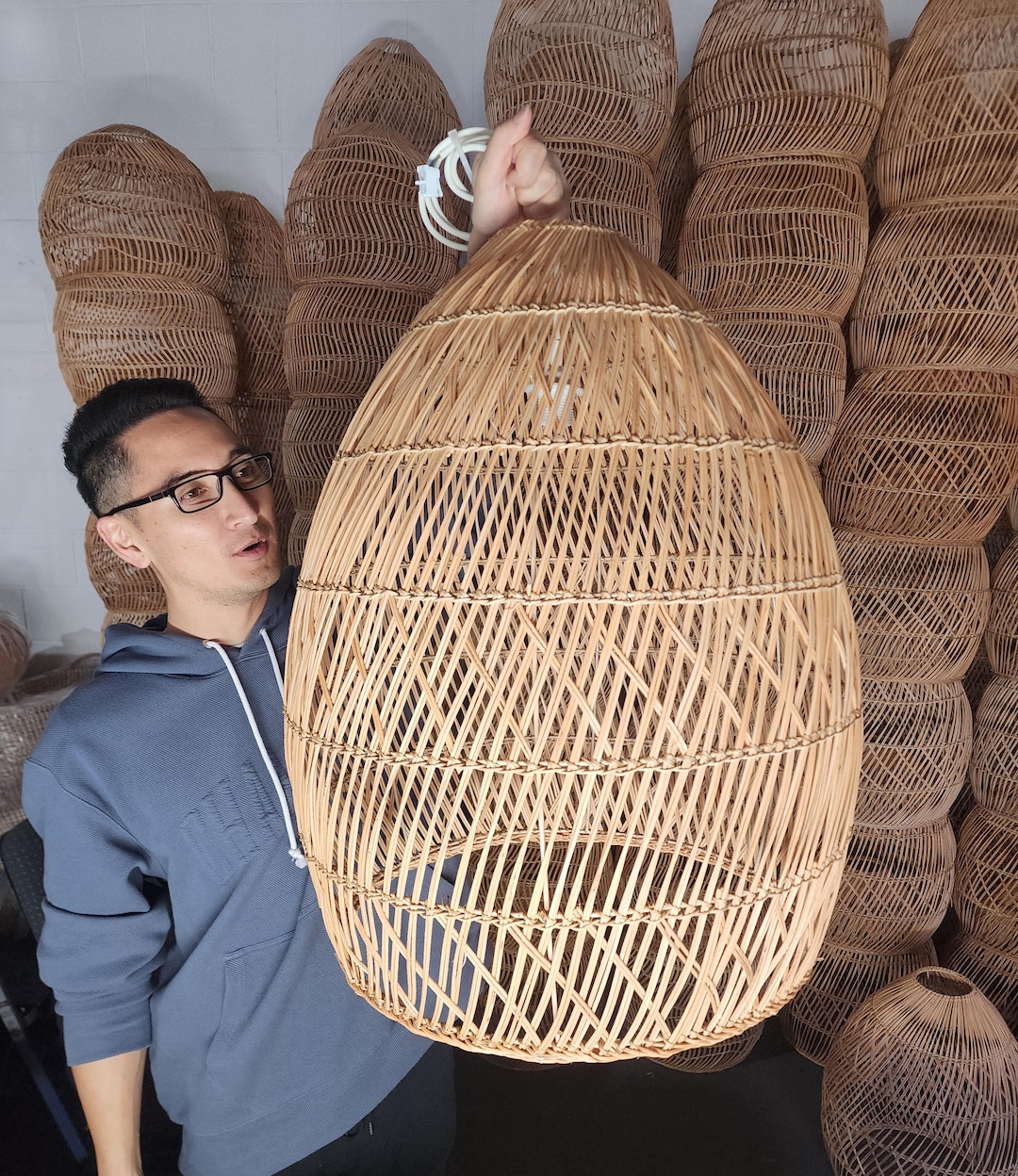 Is Rattan Scandi Large Rattan Pendant Light, Handcrafted With Love, Artisan Pendant ...