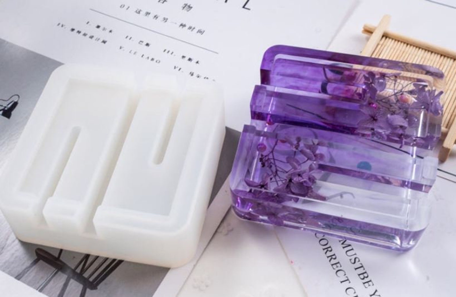 Id badge holder resin mold business card holder silicone Etsy