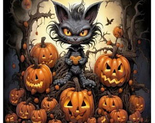Diamond Painting 5D Fai Da Te Halloween | Kit Gatto Nero E Zucca | Tela 30x40 Cm Con Perline E Strumenti | Idea Regalo Creativa Per Adulti