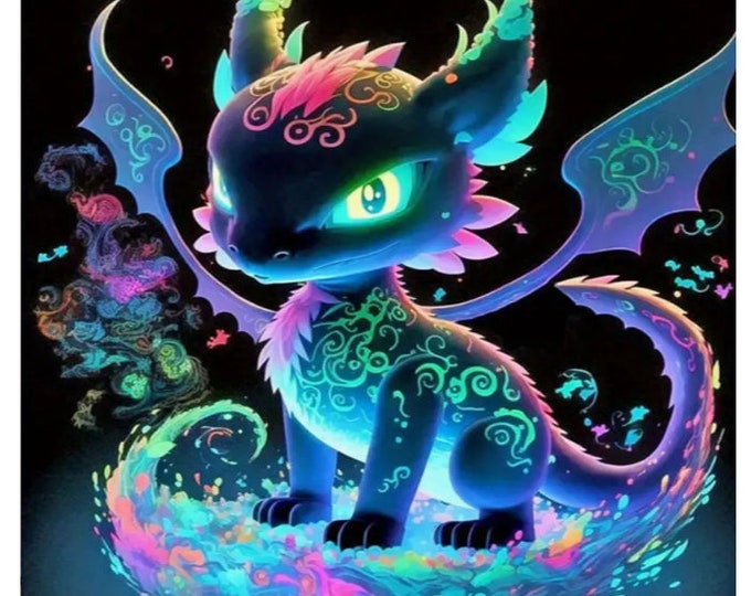 Diamond Painting Dragon Set - 2x 25x35cm, 5D Diamant Malerei